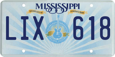 MS license plate LIX618