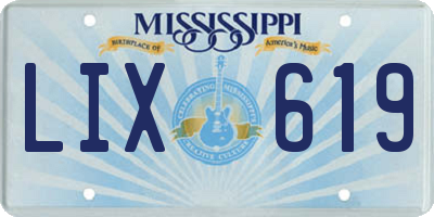 MS license plate LIX619