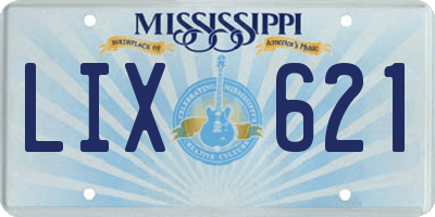 MS license plate LIX621