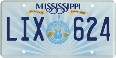 MS license plate LIX624