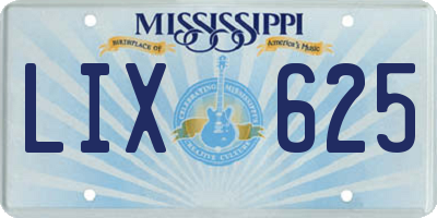 MS license plate LIX625