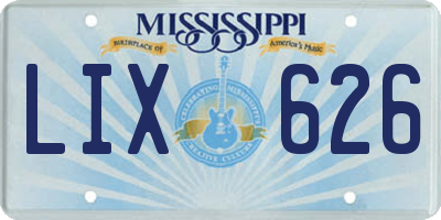 MS license plate LIX626