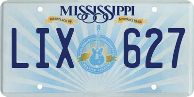 MS license plate LIX627