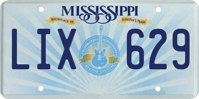 MS license plate LIX629
