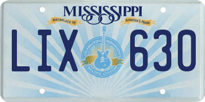 MS license plate LIX630