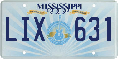 MS license plate LIX631