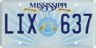 MS license plate LIX637