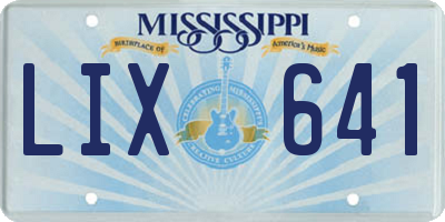 MS license plate LIX641