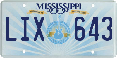 MS license plate LIX643