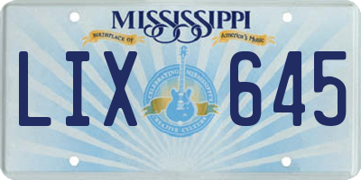 MS license plate LIX645