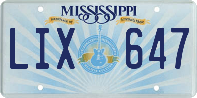 MS license plate LIX647