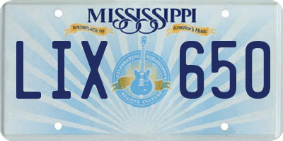 MS license plate LIX650