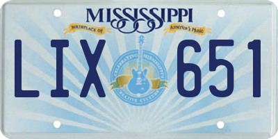 MS license plate LIX651