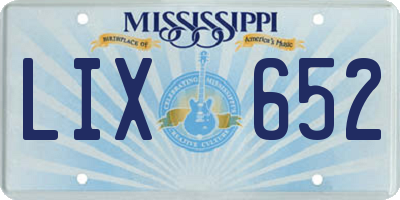 MS license plate LIX652