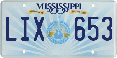 MS license plate LIX653