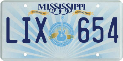 MS license plate LIX654