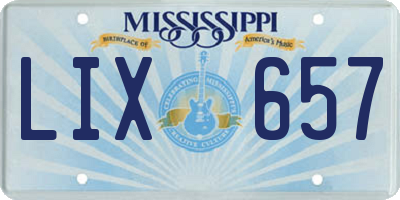 MS license plate LIX657