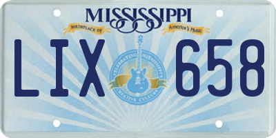 MS license plate LIX658