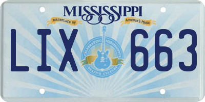 MS license plate LIX663