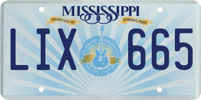MS license plate LIX665