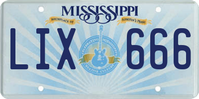 MS license plate LIX666
