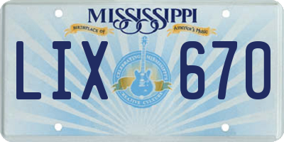 MS license plate LIX670