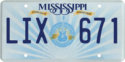 MS license plate LIX671