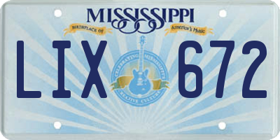 MS license plate LIX672