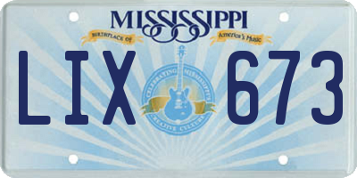 MS license plate LIX673