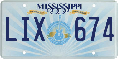 MS license plate LIX674