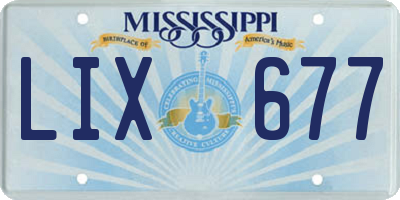 MS license plate LIX677