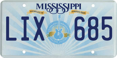MS license plate LIX685
