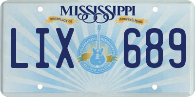MS license plate LIX689