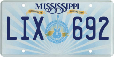 MS license plate LIX692