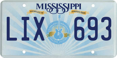 MS license plate LIX693