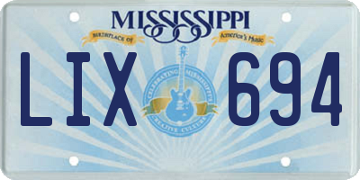 MS license plate LIX694