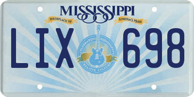 MS license plate LIX698