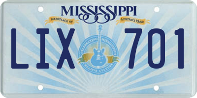 MS license plate LIX701