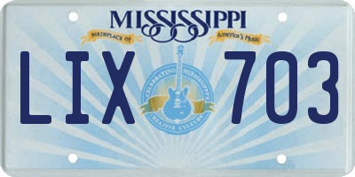 MS license plate LIX703