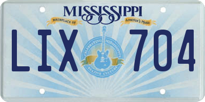MS license plate LIX704
