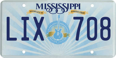 MS license plate LIX708