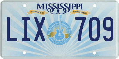 MS license plate LIX709