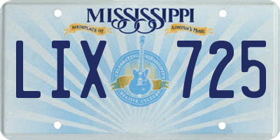 MS license plate LIX725