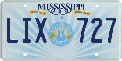 MS license plate LIX727