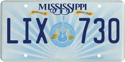 MS license plate LIX730
