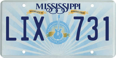 MS license plate LIX731
