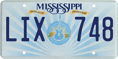 MS license plate LIX748