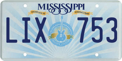 MS license plate LIX753