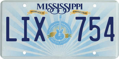 MS license plate LIX754