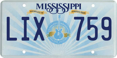 MS license plate LIX759